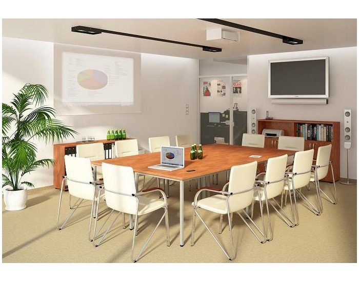 Konferenčná stolička Samba - chróm / krémová látka (M56)