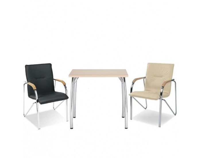 Konferenčná stolička Samba - chróm / biela ekokoža (V01)