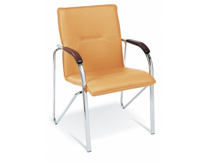 Konferenčná stolička Samba - chróm / oranžová ekokoža (V83)