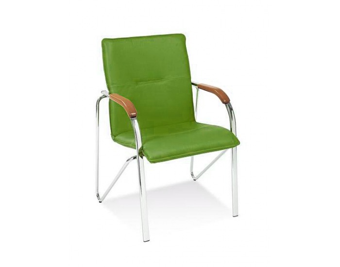 Konferenčná stolička Samba - chróm / zelená ekokoža (V47)