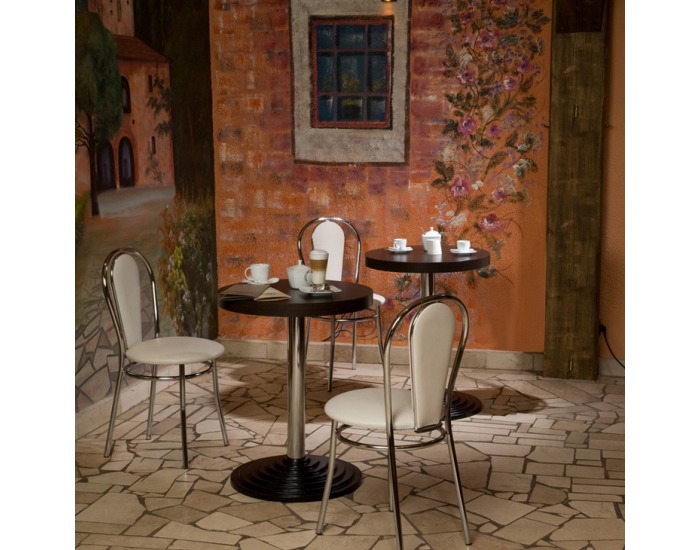 Jedálenská stolička Tulipan Plus - chróm / hnedá látka (M54)