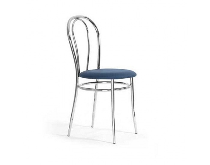 Jedálenská stolička Tulipan - chróm / modrá látka (C14)
