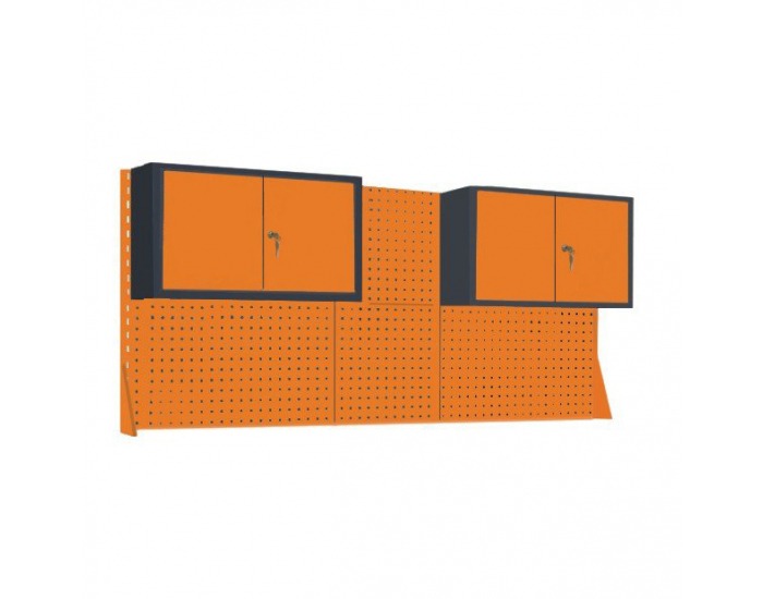 Nadstavba k pracovnému stolu so skrinkami NSS/03/2M/2S - grafit / oranžová