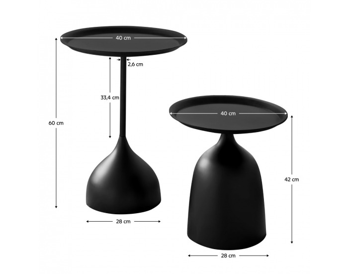 Konferenčný stolík (2 ks) Nubo - čierna