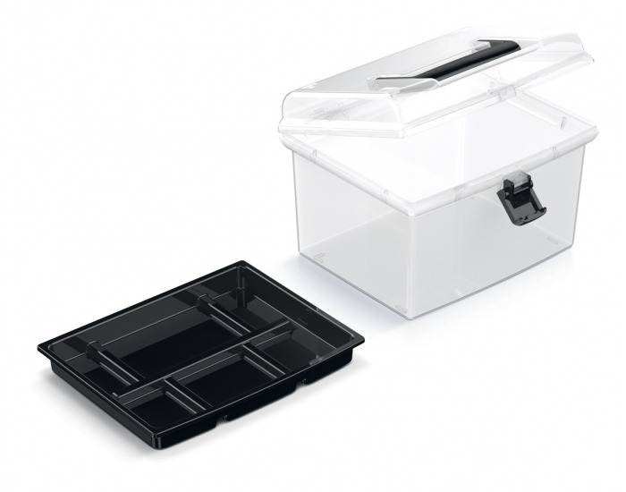 Plastový úložný box NUF1HT - priehľadná / čierna
