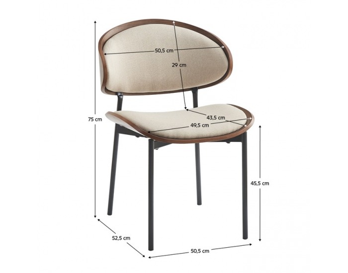 Jedálenská stolička Nuria - béžová / orech / čierna