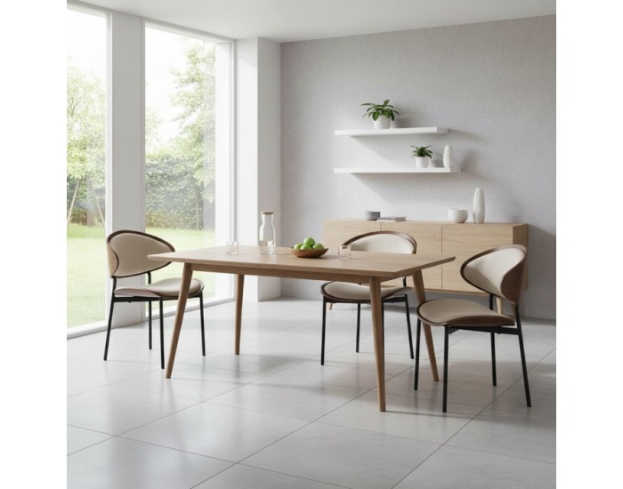 Jedálenská stolička Nuria - béžová / orech / čierna