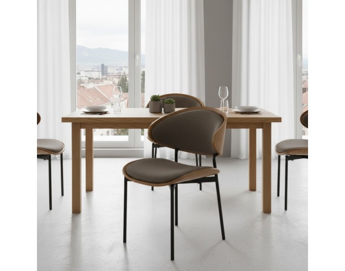 Jedálenská stolička Nuria - hnedá / jaseň / čierna