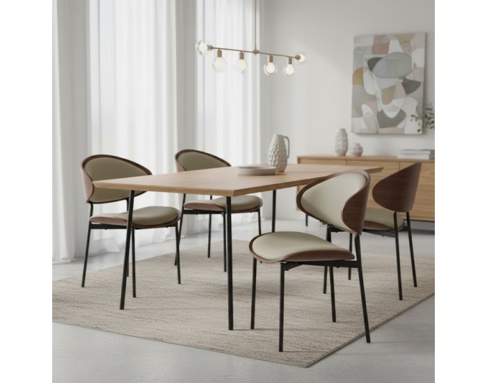 Jedálenská stolička Nuria - sivohnedá (taupe) / orech / čierna