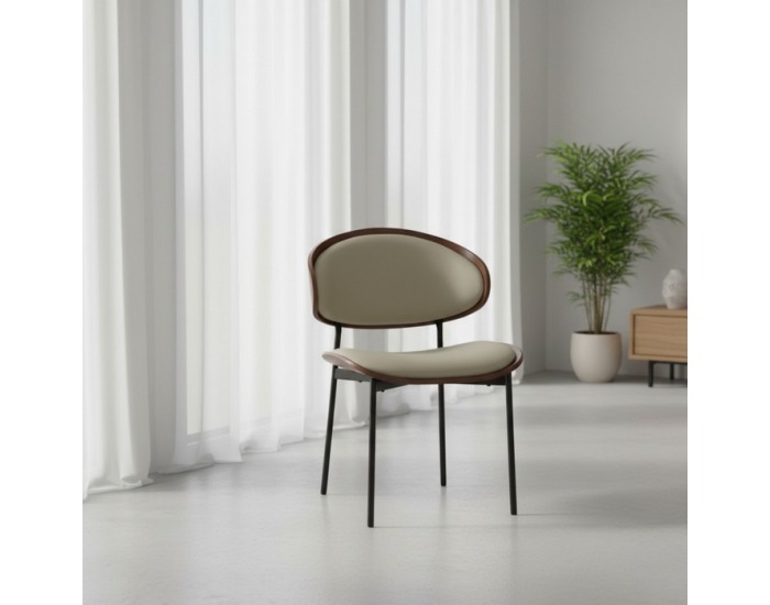 Jedálenská stolička Nuria - sivohnedá (taupe) / orech / čierna