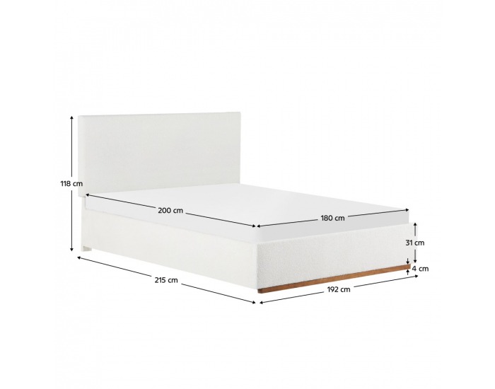 Čalúnená manželská posteľ s roštom Nuvola 180 - biela