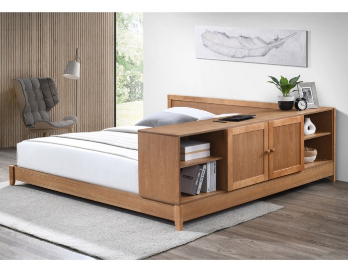 Posteľový rám s komodou Obys 160 - dub