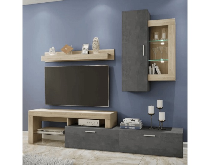 Obývacia stena Calabria - dub sonoma / tmavý betón