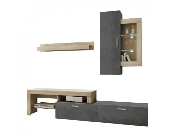 Obývacia stena Calabria - dub sonoma / tmavý betón