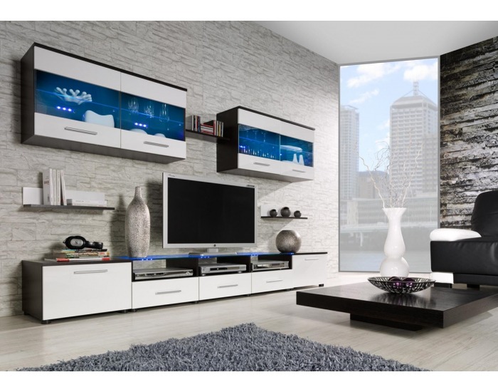 Obývacia stena Cama I - wenge / biely lesk