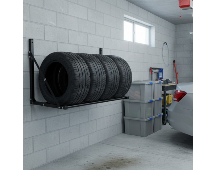 Nástenný stojan na pneumatiky Odelio New - čierna