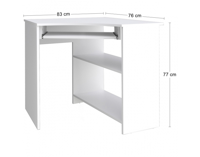 Rohový PC stolík Oderzo - biela