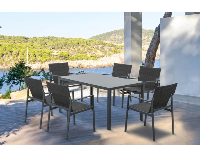 Kovový záhradný set Odesa - tmavosivá