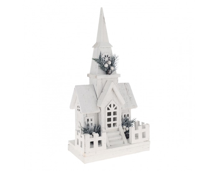 Svietiaci vianočný kostolík Odetta - biela