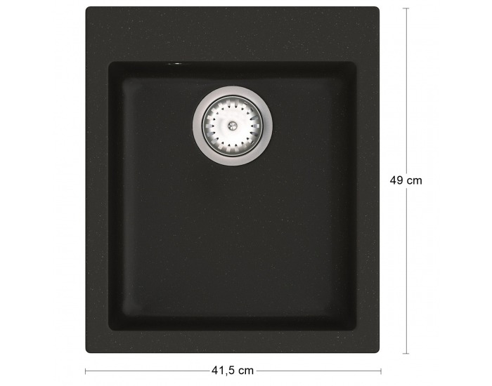 Granitový kuchynský drez so sifónom Odi ONB 01-42 41,5x49 cm - čierna