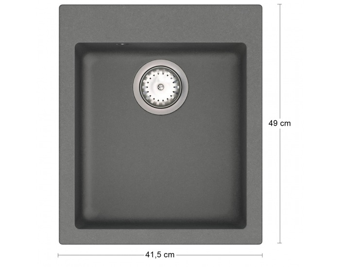 Granitový kuchynský drez so sifónom Odi ONB 01-42 41,5x49 cm - tmavosivá