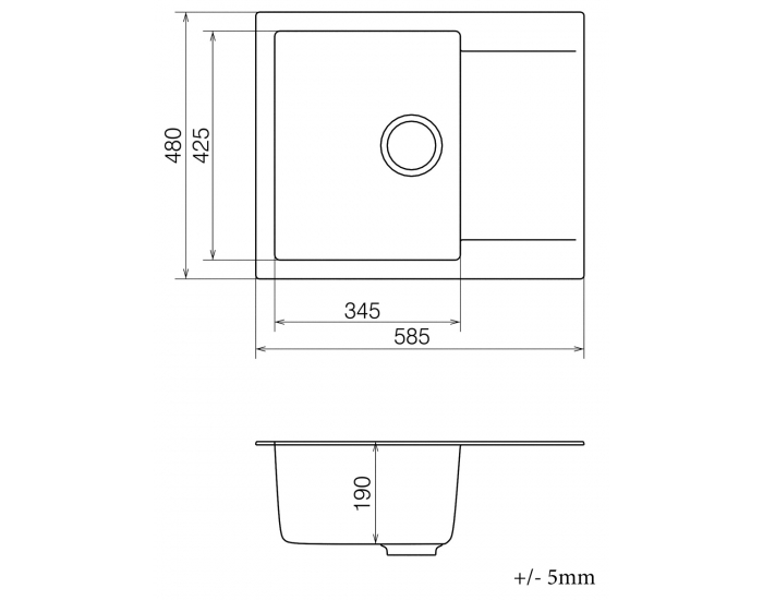 Granitový kuchynský drez so sifónom Odi ONB 02-61 58,5x48 cm - čierna