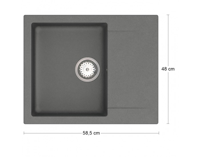 Granitový kuchynský drez so sifónom Odi ONB 02-61 58,5x48 cm - tmavosivá