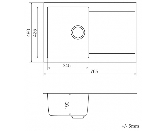 Granitový kuchynský drez so sifónom Odi ONB 02-78 76,5x48 cm - béžová