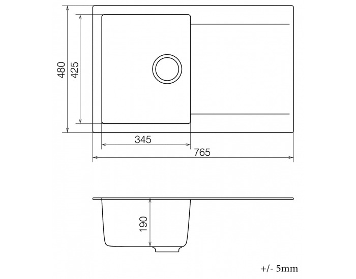 Granitový kuchynský drez so sifónom Odi ONB 02-78 76,5x48 cm - tmavosivá