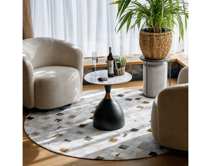 Konferenčný stolík Odis - biely mramor / čierna