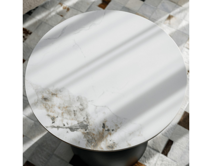 Konferenčný stolík Odis - biely mramor / čierna
