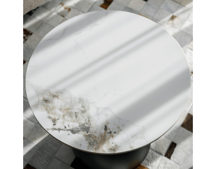 Konferenčný stolík Odis New - biely mramor / čierna