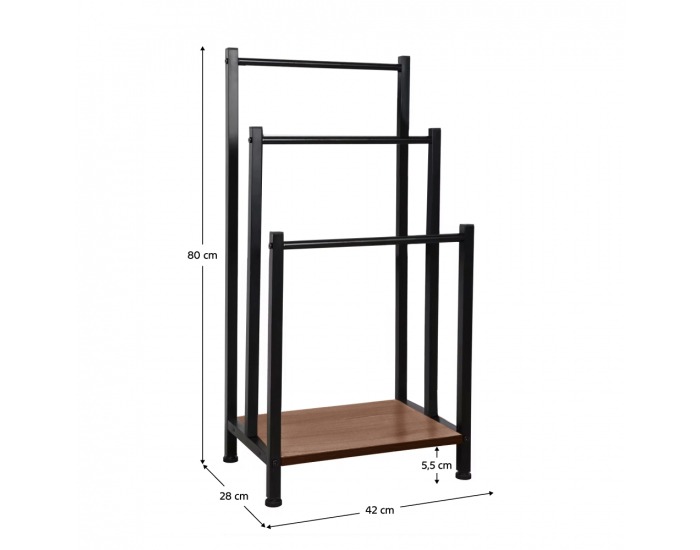 Kovový stojan na uteráky Ogin - čierna / prírodná