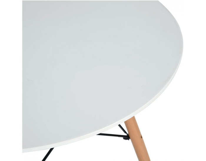 Okrúhly jedálenský stôl Demin 120x74,5 cm - biela matná / buk