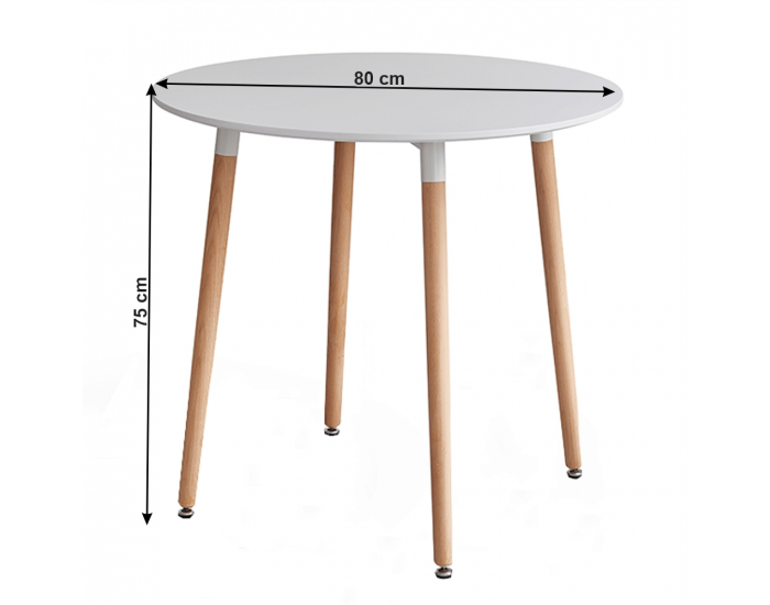 Okrúhly jedálenský stôl Elcan 80 80x75 cm - biela / buk