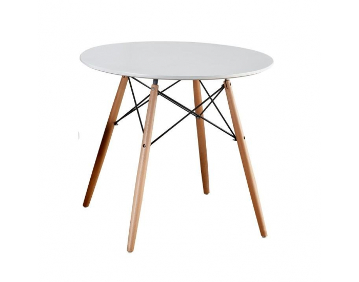 Okrúhly jedálenský stôl Gamin 80 New - biela / buk