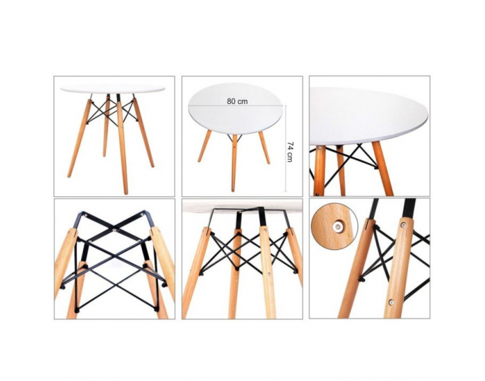 Okrúhly jedálenský stôl Gamin 80 New - biela / buk