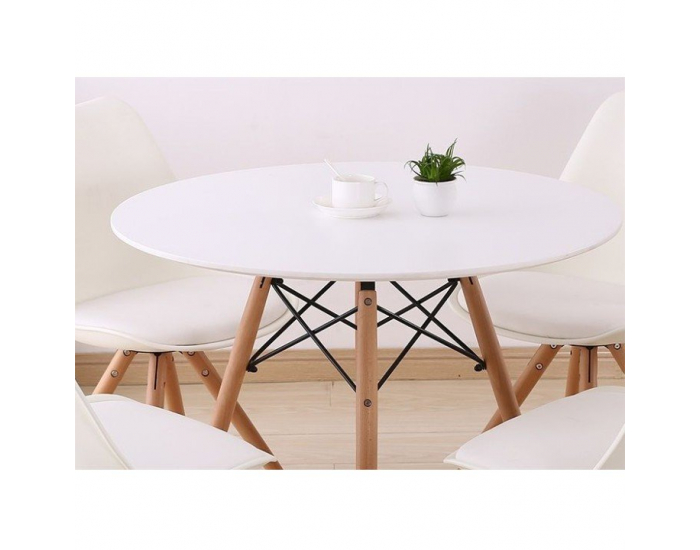Okrúhly jedálenský stôl Gamin 80 New - biela / buk