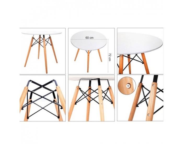 Okrúhly jedálenský stôl Gamin New 60 cm - biela / buk