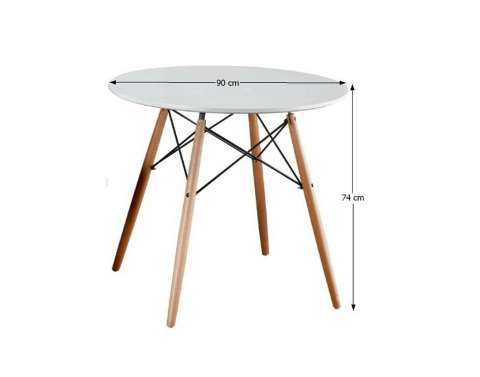 Okrúhly jedálenský stôl Gamin New 90 cm - biela / buk