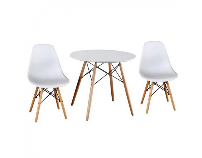 Okrúhly jedálenský stôl Gamin New 90 cm - biela / buk