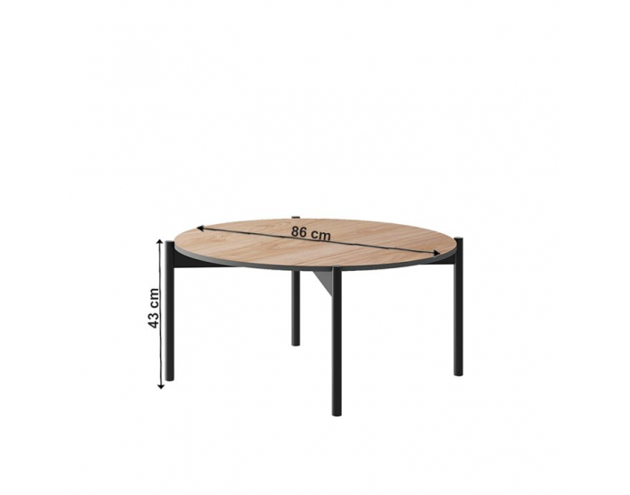 Okrúhly konferenčný stolík Bergen BL86 - dub Jackson Hickory / grafit / čierna