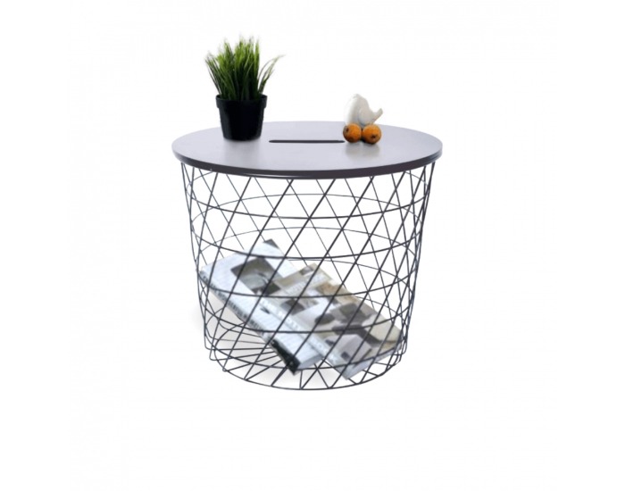 Okrúhly príručný stolík Batis Typ 2 - grafit / čierna