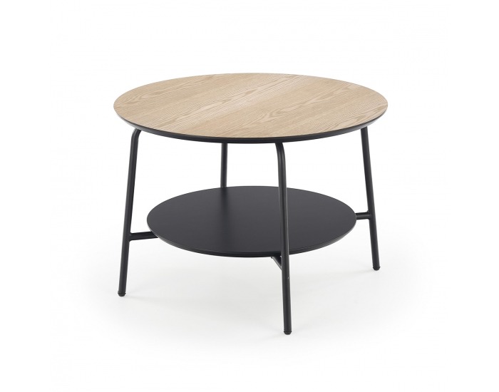 Okrúhly príručný stolík Genua LAW3 - prírodná / čierna
