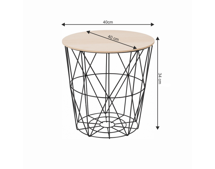 Okrúhly príručný stolík Nancer Typ 2 - prírodná / čierna