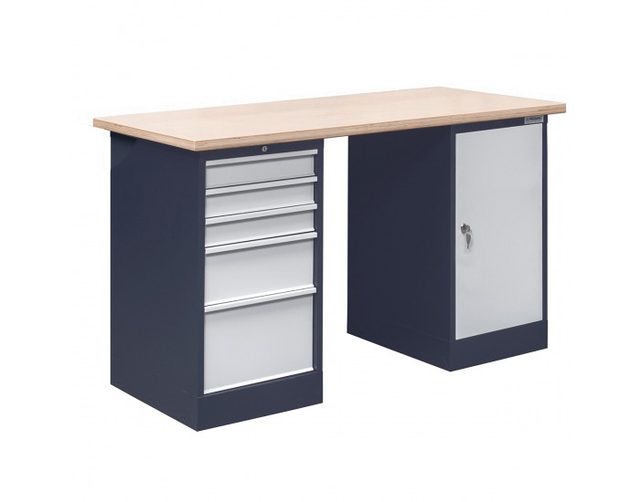 Pracovný stôl OL02L/O4O1 - grafit / svetlosivá