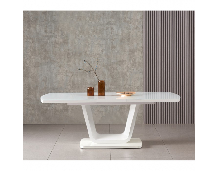 Rozkladací jedálenský stôl Olav - biely lesk