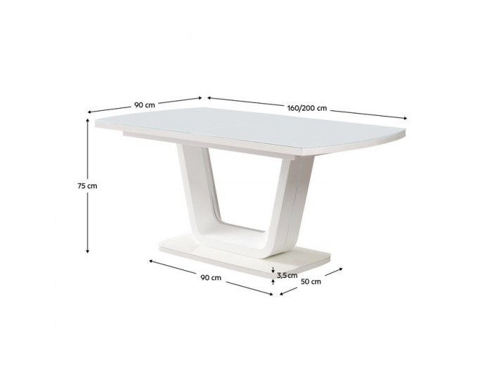 Rozkladací jedálenský stôl Olav - biely lesk