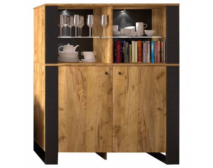 Obývacia izba Olen - čierna / craft zlatý