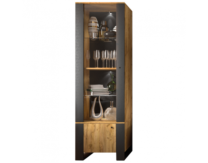 Dvojdverová vitrína Olen TC-2D L/P - čierna / craft zlatý